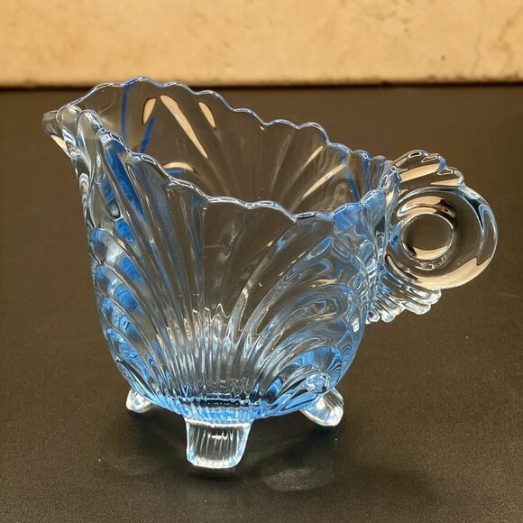 Vintage Cambridge Caprice Moonlight Blue Footed Creamer 1940's - Picture 1 of 8